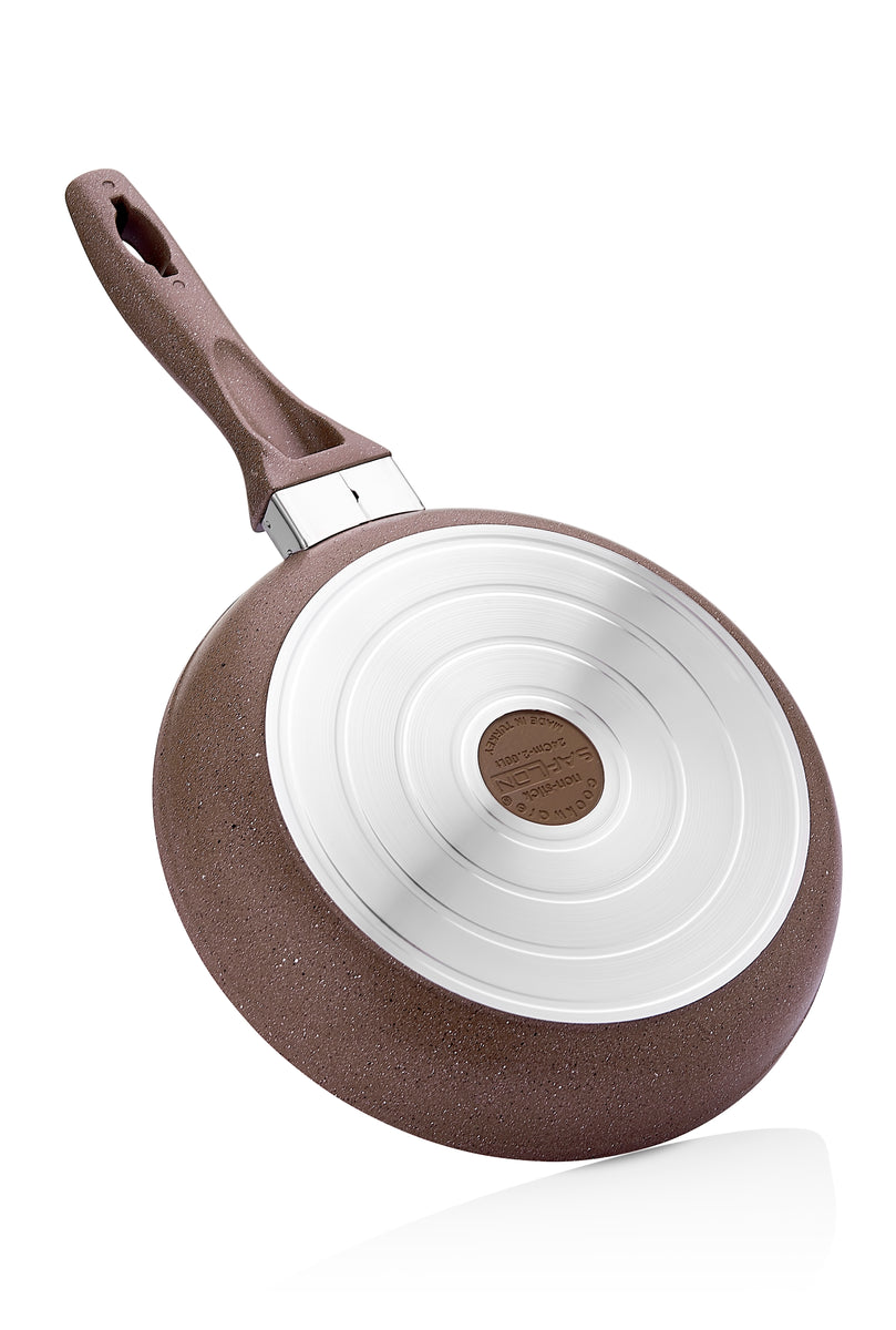 SAFLON Granite Frying Pan | Non-Stick | Scratch-Resistant Forged Aluminum  w/QuanTanium Coating | Even Heating Cooking Dishware | Includes Storage Bag