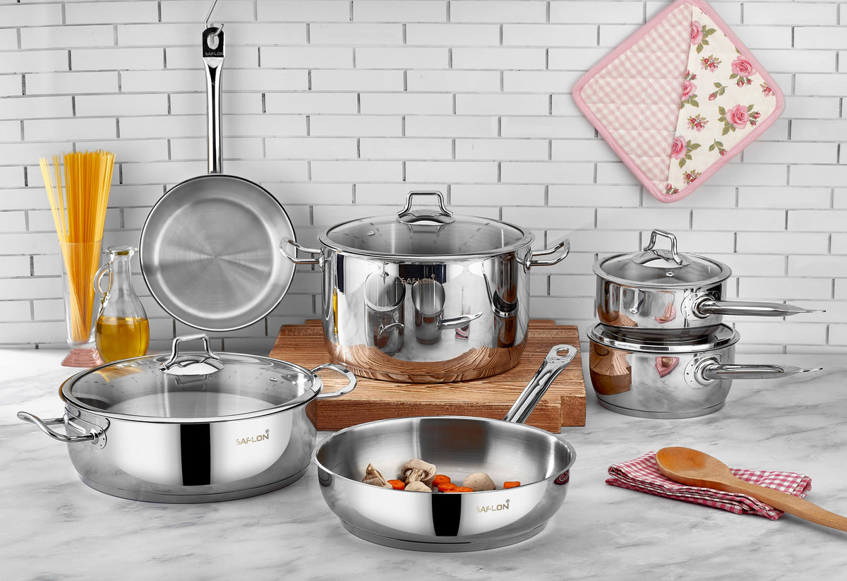 T-fal C811SA54 Elegance Stainless Steel Cookware Set, 10-Piece