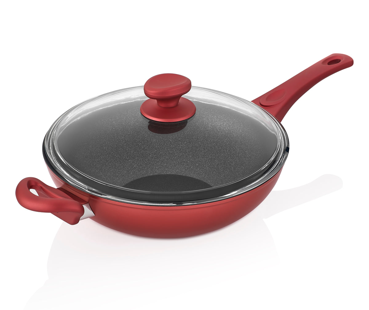 Intignis Wok With Lid - Non-stick Stainless Steel Base - Red