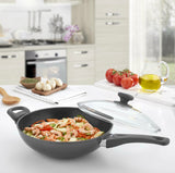 Titanium Nonstick 11-Inch Wok Pan with Tempered Lid (Gray)