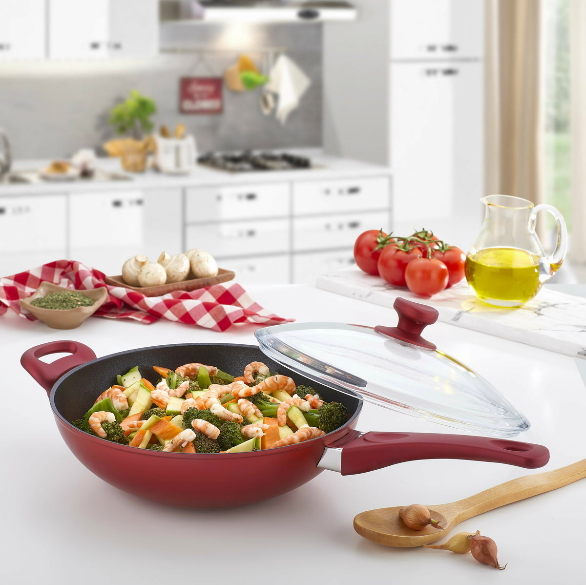 Saflon Titanium Red Nonstick Crepe Pan 3-Layer Coating, Available 9.5 &  11-Inch