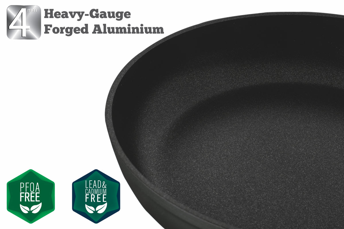 Titanium Nonstick 11-Inch Wok Pan with Tempered Lid (Gray) – Saflon