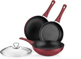 Titanium Nonstick 4-Piece Pan Set Red