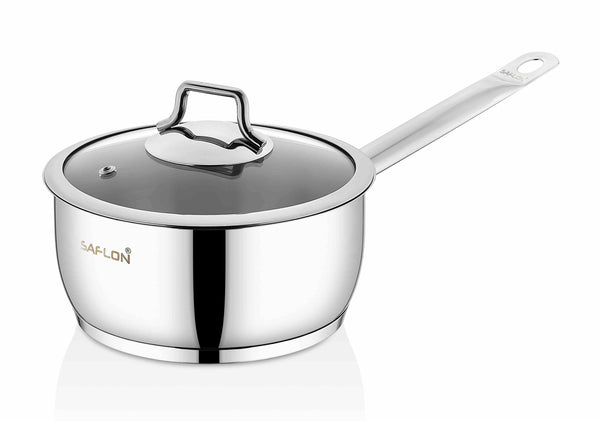 Supreme Vision 3pc Stainless Steel Sauce pan Set with Glass Lids,  Stainlees, 41 x 27 x 5.5 cm