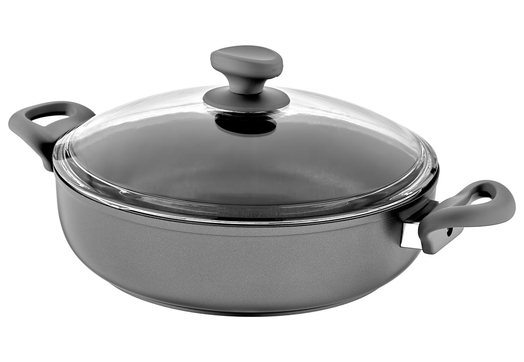 Titanium Nonstick 5-Quart Saute Pot with Tempered Glass Lid – Saflon