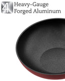 Titanium Nonstick 11-Inch Wok Pan with Tempered Lid (Red)