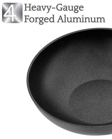 Titanium Nonstick 11-Inch Wok Pan with Tempered Lid (Gray) – Saflon