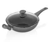 Titanium Nonstick 11-Inch Wok Pan with Tempered Lid (Gray)